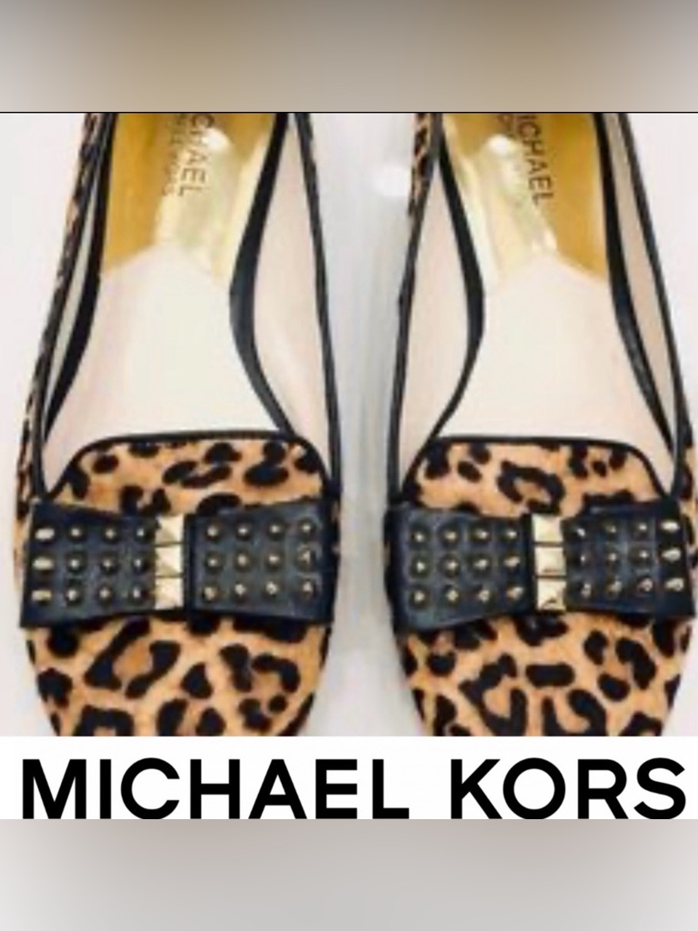 Michael Kors Devin Cheetah Print Ballet Flat With Studded Bows